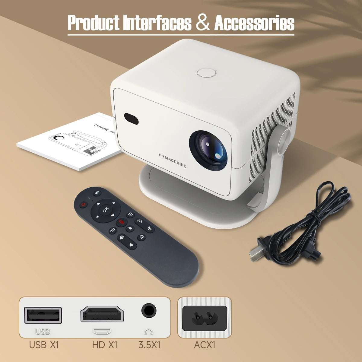 Magcubic Native 1080P 650ANSI 4K Android 11 L018 360° Projector