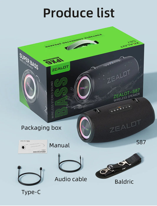 ZEALOT S87 Outdoor Portable Wireless Bluetooth Speaker