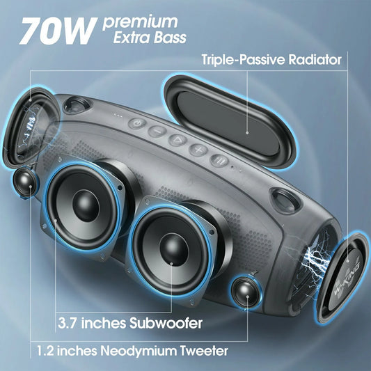 W-KING 70W Waterproof Portable Loud Bluetooth Speaker