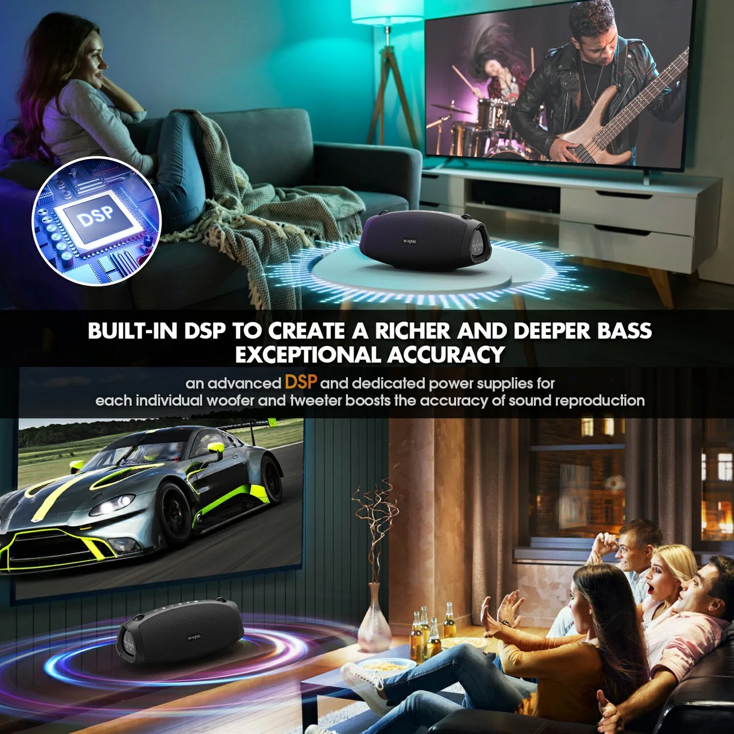 W-KING 70W Waterproof Portable Loud Bluetooth Speaker