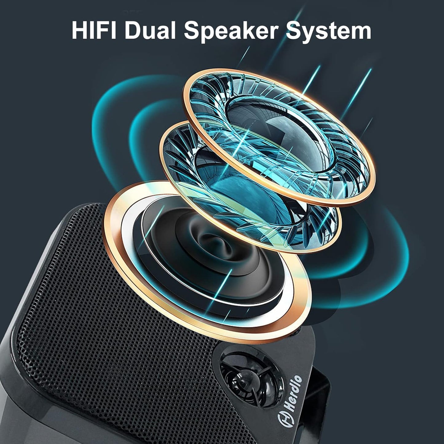 Herdio 4''  Waterproof Speaker Bluetoot Marine 100W Heavy Duty Boat Surface Mounted For Camper Skid Steer ATV UTV RZR Golf Cart