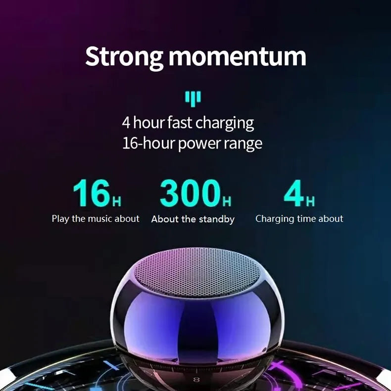 Compact M3 Wireless Bluetooth Speaker - Steel Gun Design Heavy Bass Subwoofer for Outdoor Trips & Home Parties