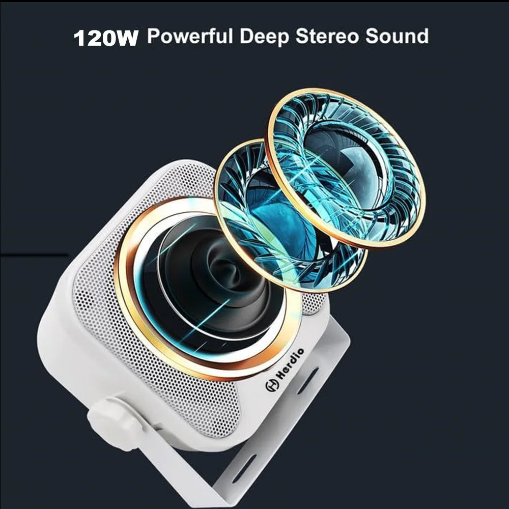 Herdio 4''  Waterproof Speaker Bluetoot Marine 100W Heavy Duty Boat Surface Mounted For Camper Skid Steer ATV UTV RZR Golf Cart