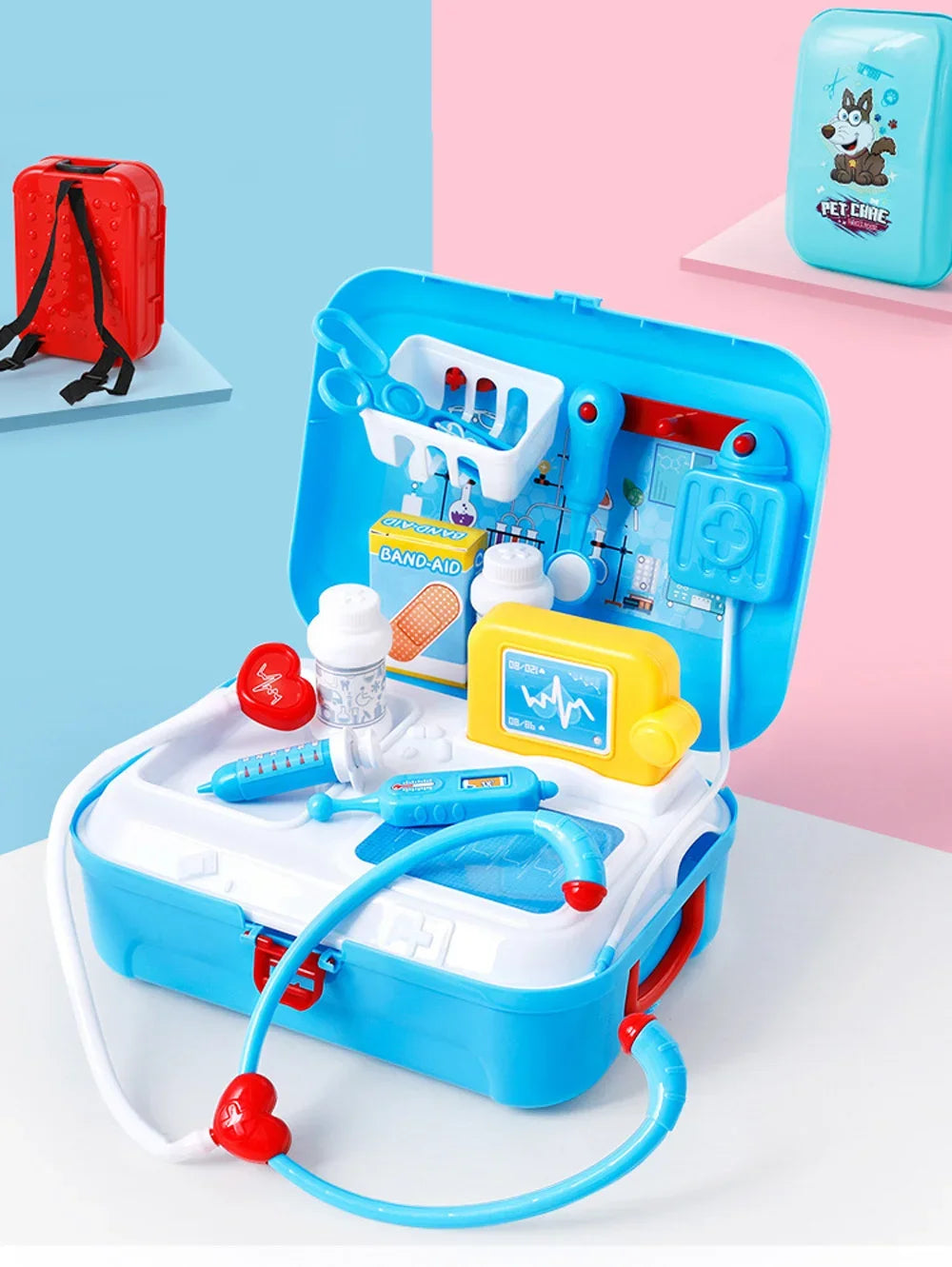 17pcs Kids Pretend Doctor Set Portable Backpack Medical Kit Doctor Toys Classic Role Play Game Toys for Children Gifts