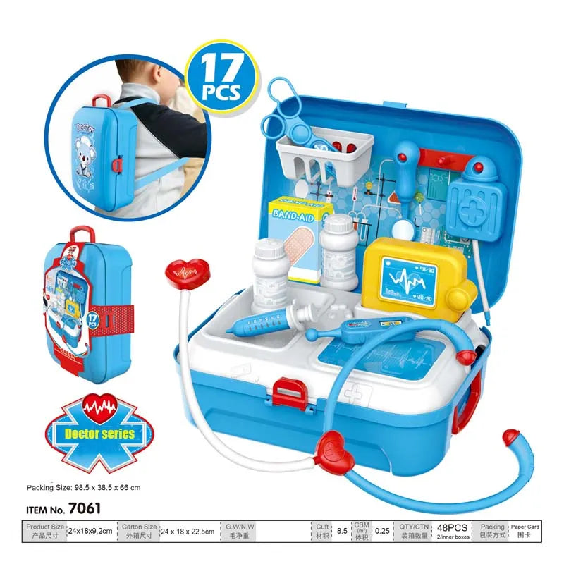 17pcs Kids Pretend Doctor Set Portable Backpack Medical Kit Doctor Toys Classic Role Play Game Toys for Children Gifts