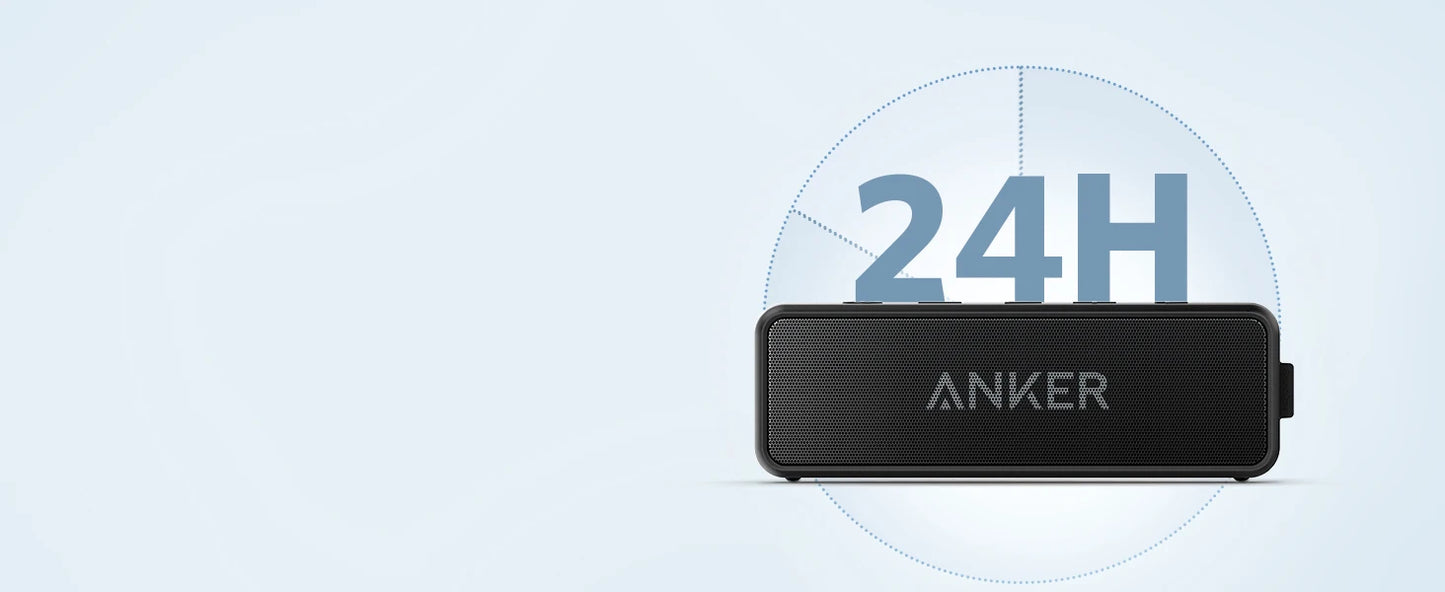 Anker Soundcore 2 Portable Bluetooth Speaker, Bluetooth 5, IPX7 Waterproof, 24-(Refurbished)