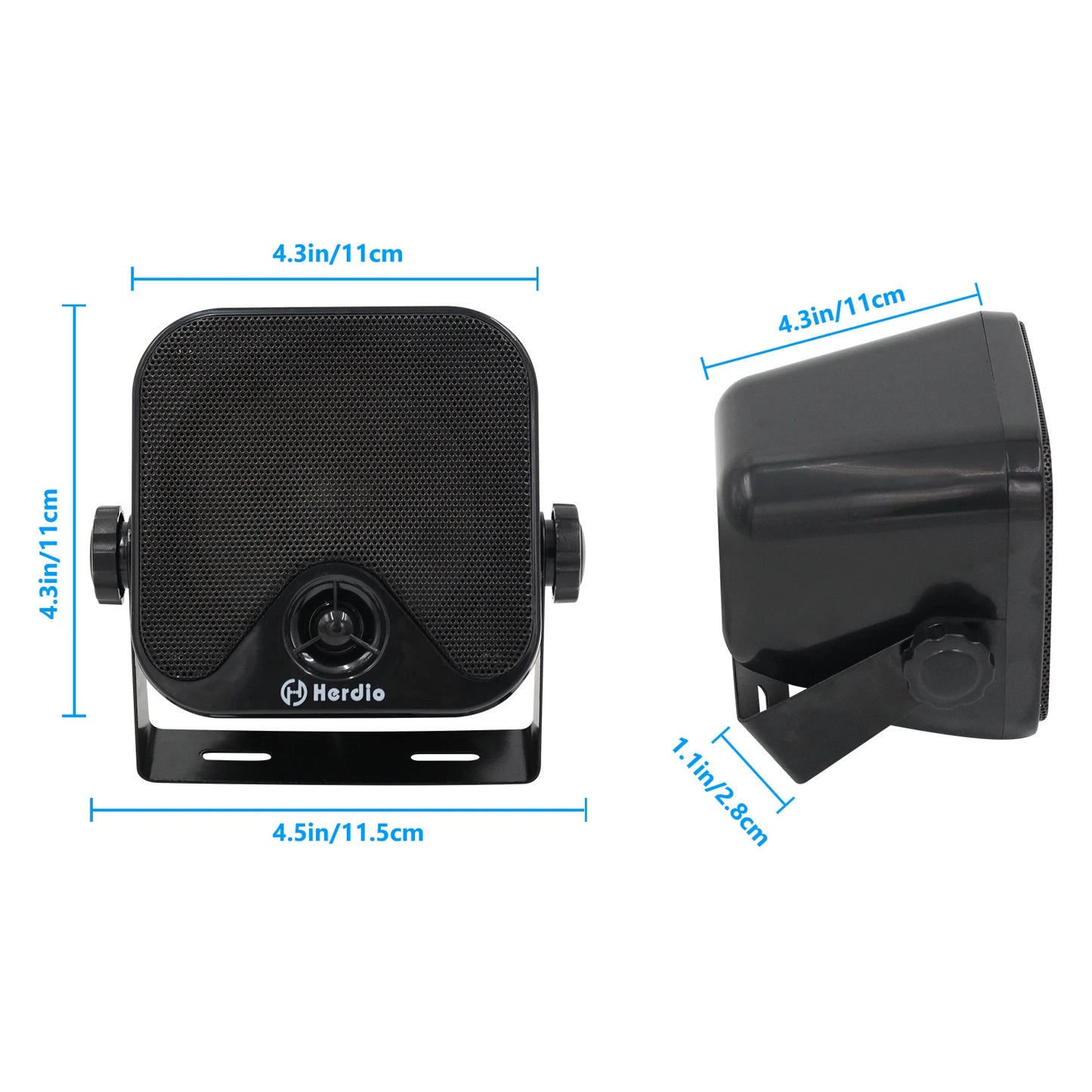 Herdio 4''  Waterproof Speaker Bluetoot Marine 100W Heavy Duty Boat Surface Mounted For Camper Skid Steer ATV UTV RZR Golf Cart